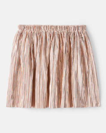 Girls Metallic Pleated  Skirt - Gold, 