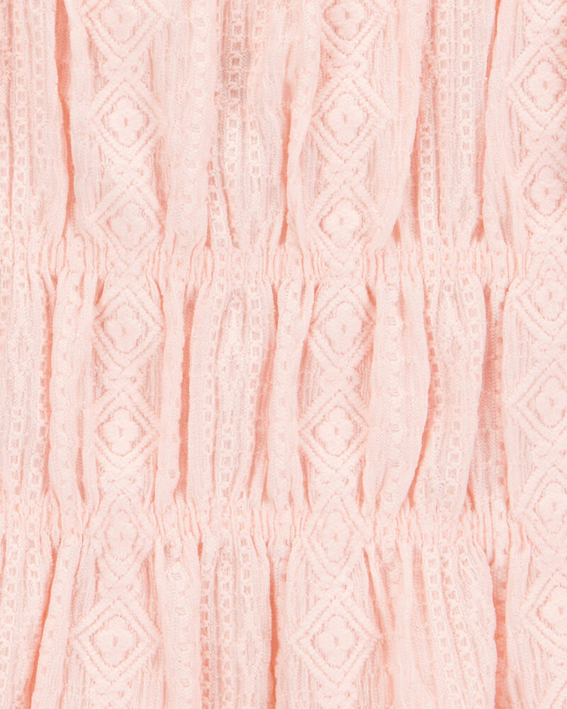 Kid 2-Piece Ruched Textured Tank & Pull-On Smocked Shorts Set - Pink, image 3 of 7 slides