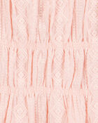 Kid 2-Piece Ruched Textured Tank & Pull-On Smocked Shorts Set - Pink, image 3 of 7 slides