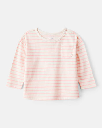 Baby Girl Striped Long-Sleeve Top - Pink, 