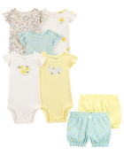 Baby 7-Piece Lemon Short-Sleeve Bodysuits & Shorts Set, image 1 of 10 slides