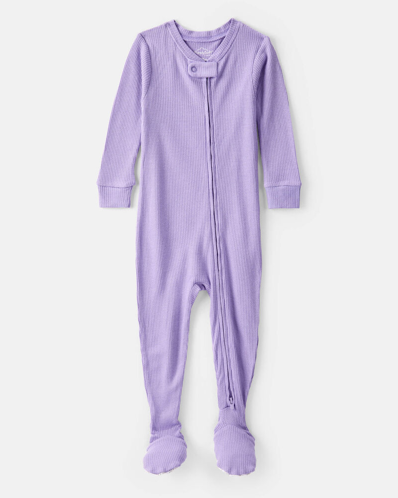 Baby Girl PurelySoft Long-Sleeve 2-Way Zip 1-Piece Pajamas - Purple, image 1 of 6 slides