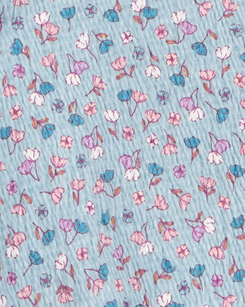 Kid Floral Gauze Long-Sleeve Button-Up Top - Blue, 