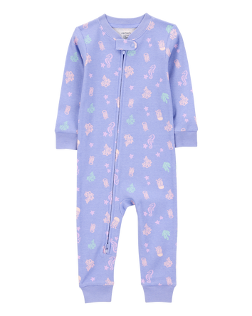 Baby Girl 1-Piece Jellyfish 100% Snug Fit Cotton Footless Pajamas - Blue, 