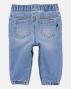 Baby Boy Medium Wash Pull-On Jeans With Snap Leg Closures, image 3 of 5 slides