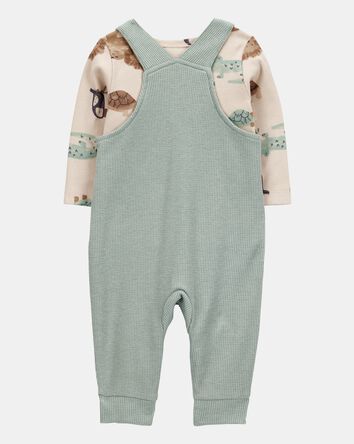 Baby Boy 2-Piece Long-Sleeve Tee & Waffle Knit Coverall Set - Green, 