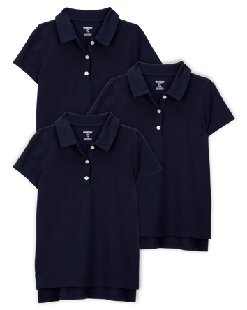 Kid 3-Pack Pique Uniform Polo Shirts - Navy, 
