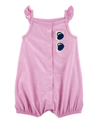 Baby Girl Pink 1-Piece Sleeveless Romper, image 1 of 3 slides