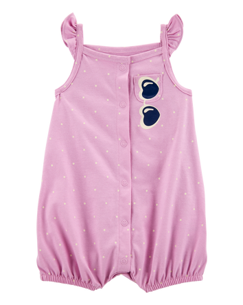 Baby Girl Pink 1-Piece Sleeveless Romper, 