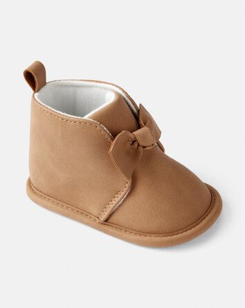 Baby Girl Bow High-Top Casual Shoes - Brown, 