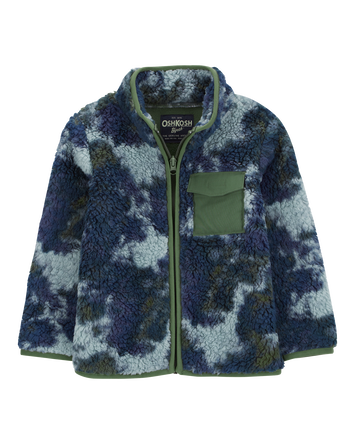 Baby Boy Tie Dye Sherpa Knit Jacket - Navy, 