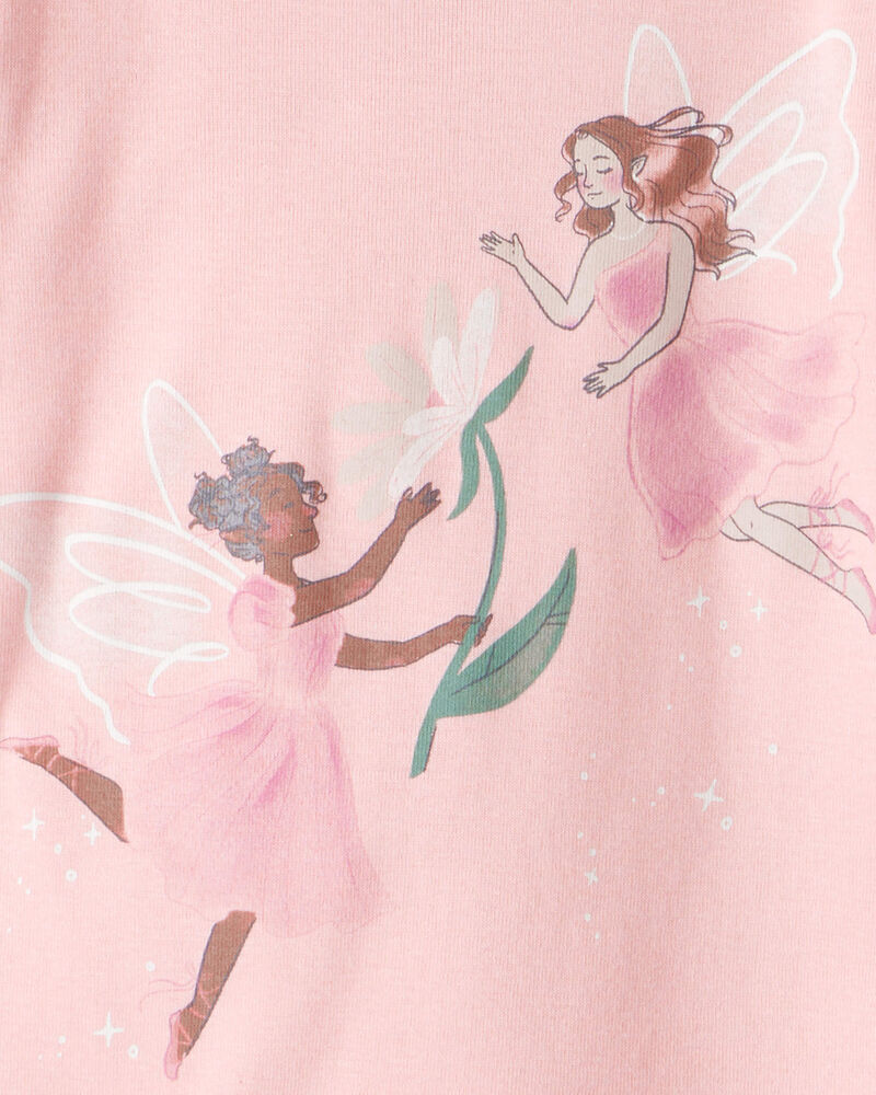Baby Girl Fairy Floral 100% Cotton Long-Sleeve Snug Fit 4-Piece Pajamas - Pink/Purple, image 2 of 4 slides