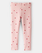 Toddler Girl Cotton Apple Stretch Leggings - Pink, image 2 of 6 slides