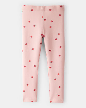 Toddler Girl Cotton Apple Stretch Leggings - Pink, 