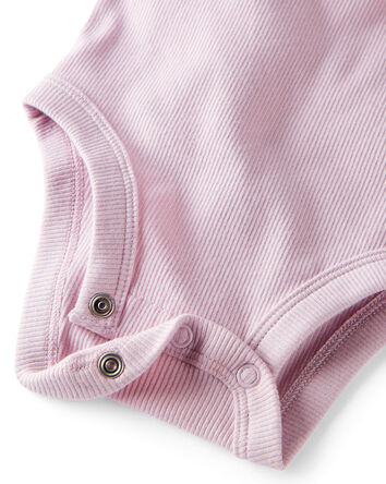 Baby Girl 3-Pack Organic Cotton Rib Bodysuits, 