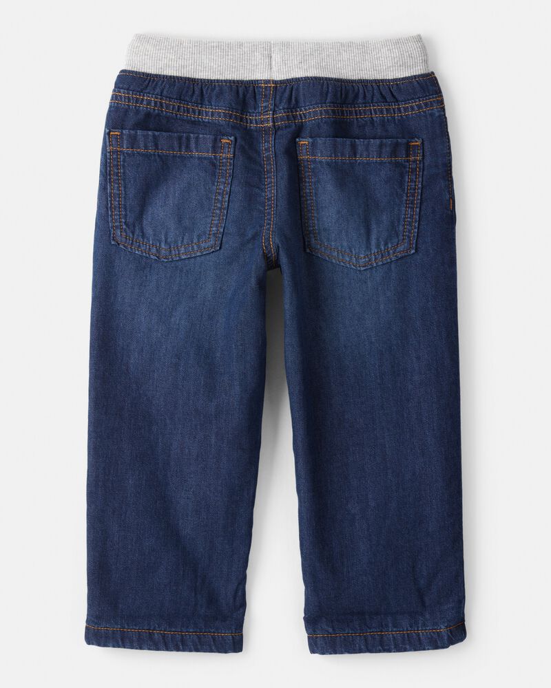 Toddler Boy Lined Dark Wash Straight Jeans, image 2 of 4 slides