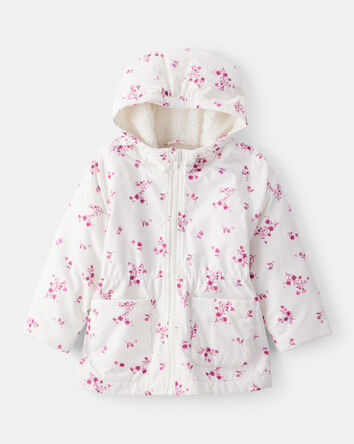 Toddler Girl Floral Long-Sleeve Midweight Anorak Jacket - White, 