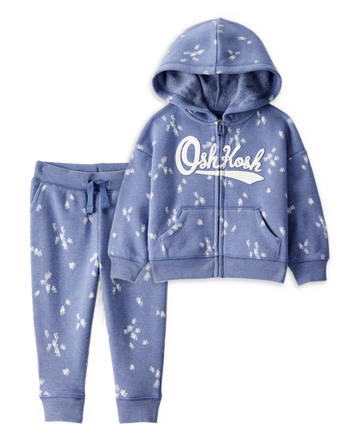 Baby Girl 2-Piece DayDream Fleece Heart Fleece Jacket & Joggers Set - Blue, 