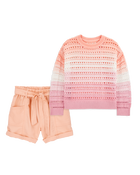 Kid 2-Piece Ombre Pullover Sweater & Utility Short Set, image 1 of 6 slides