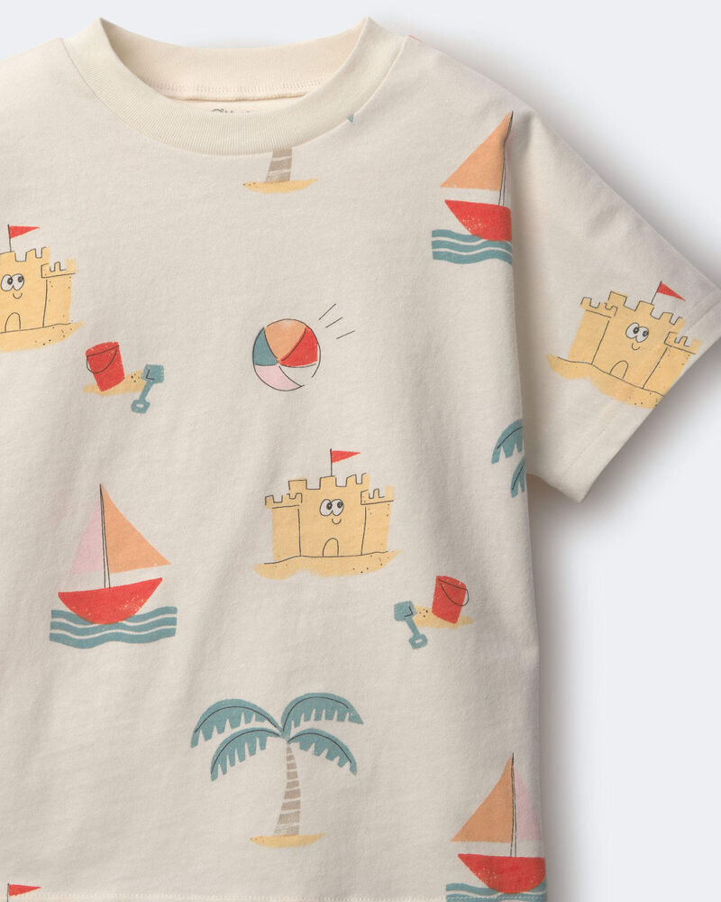 Toddler Dolman Tee in Sandcastle Print - Cream, image 6 of 6 slides