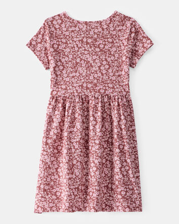Girls Floral Short-Sleeve Dress - Pink, 