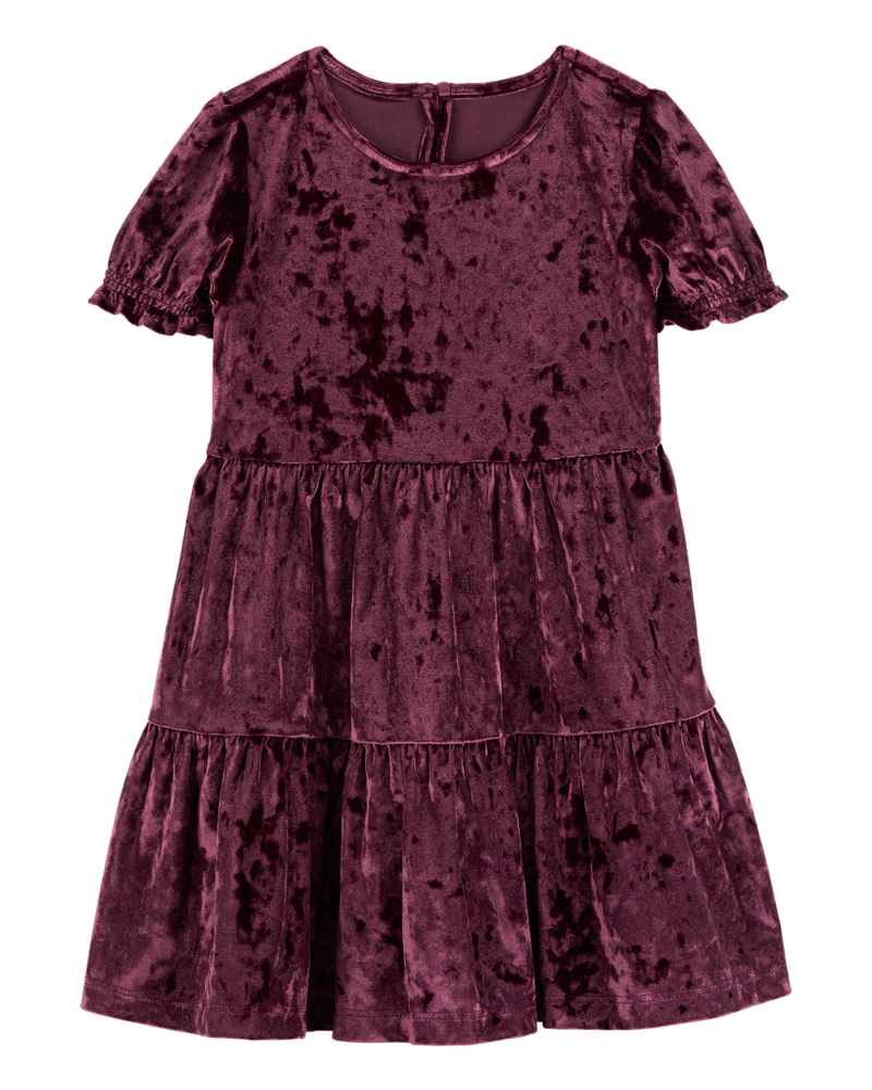 Toddler Velour Puff Sleeve Dress, image 1 of 4 slides
