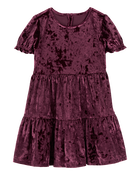 Toddler Velour Puff Sleeve Dress, image 1 of 4 slides