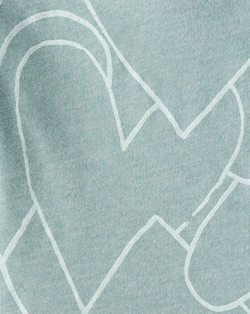 Baby Girl Heart Print Short-Sleeve Peplum Top - Green, 