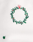 Baby Girl Wreath Print PurelySoft Long-Sleeve Bodysuit Dress - White, image 3 of 5 slides