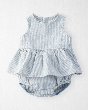Baby Organic Cotton Seersucker Sunsuit, 