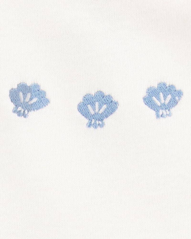 Baby Girl 3-Piece Shell Print Outfit Set - Blue/White, image 3 of 5 slides