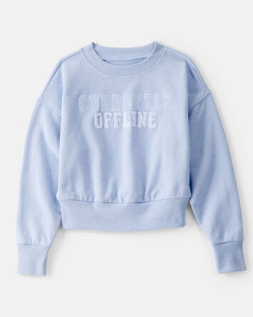 Kid Oversized "Currently Offline" Graphic Sweatshirt - Blue, 