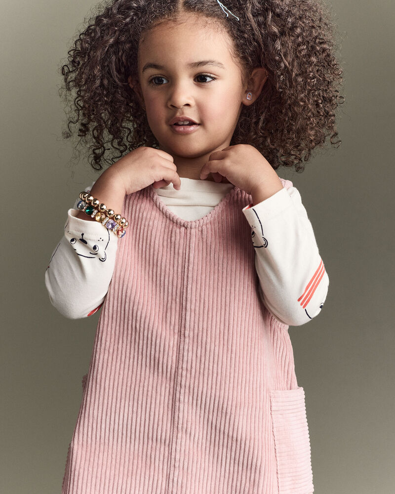 Toddler Girl Otter Pocket Corduroy Jumper - Light Pink, image 3 of 7 slides