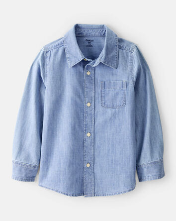 Boys Chambray Long-Sleeve Button-Down Shirt, 