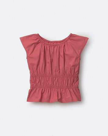 Toddler Girl Elastic Waist Peplum Top - Rose, 