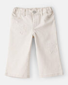 Baby Embroidered Stretch Denim Wide Leg Jeans - Cream, image 1 of 5 slides