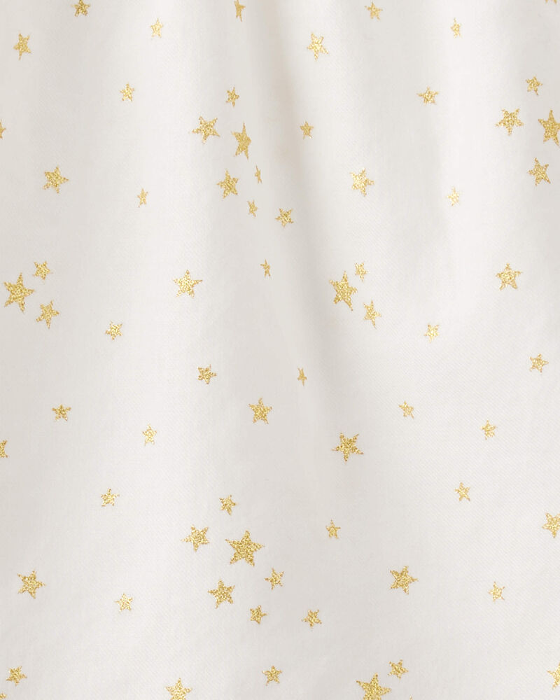 Toddler Girl Star Print Cotton Long-Sleeve Top - White, image 2 of 3 slides
