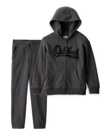 Boys 2-Piece DayDream Fleece OshKosh Fleece Logo Zip Jacket & Joggers Set - Black, 