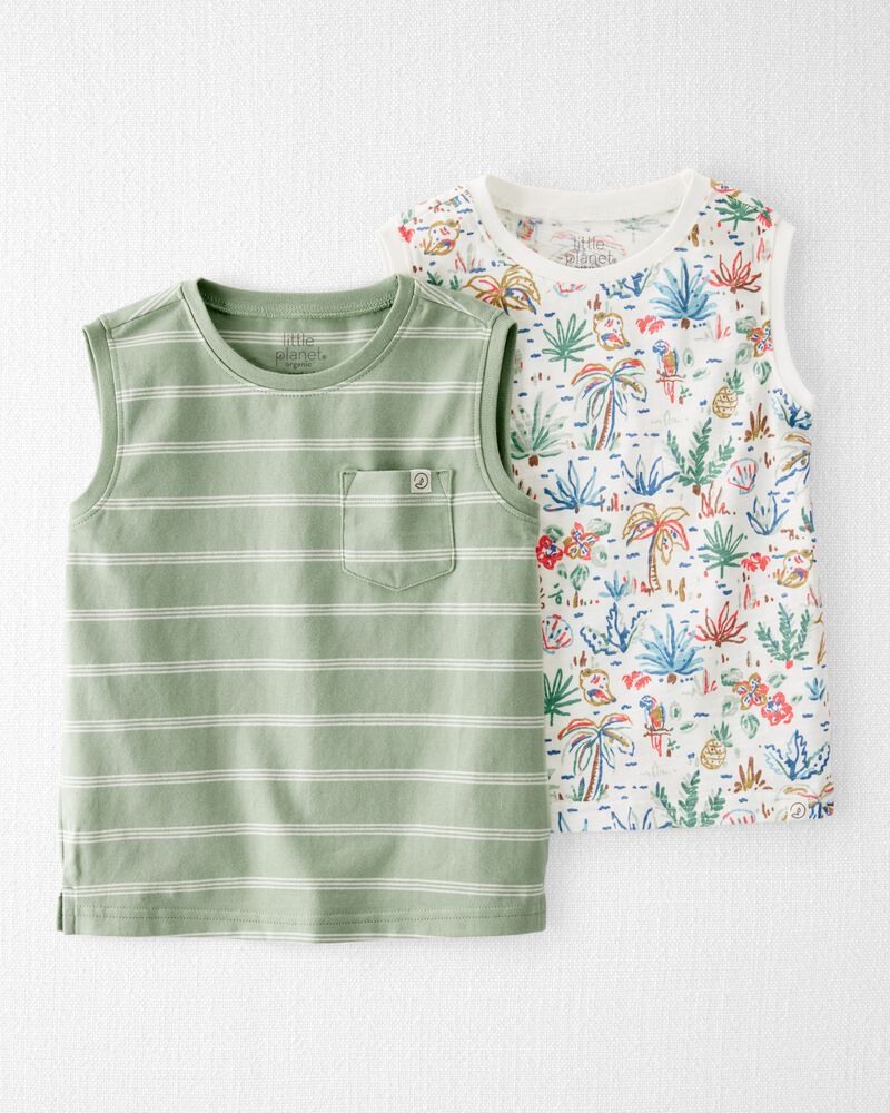 Toddler 2-Pack Organic Cotton Tropical Knit Tanks, image 1 of 5 slides