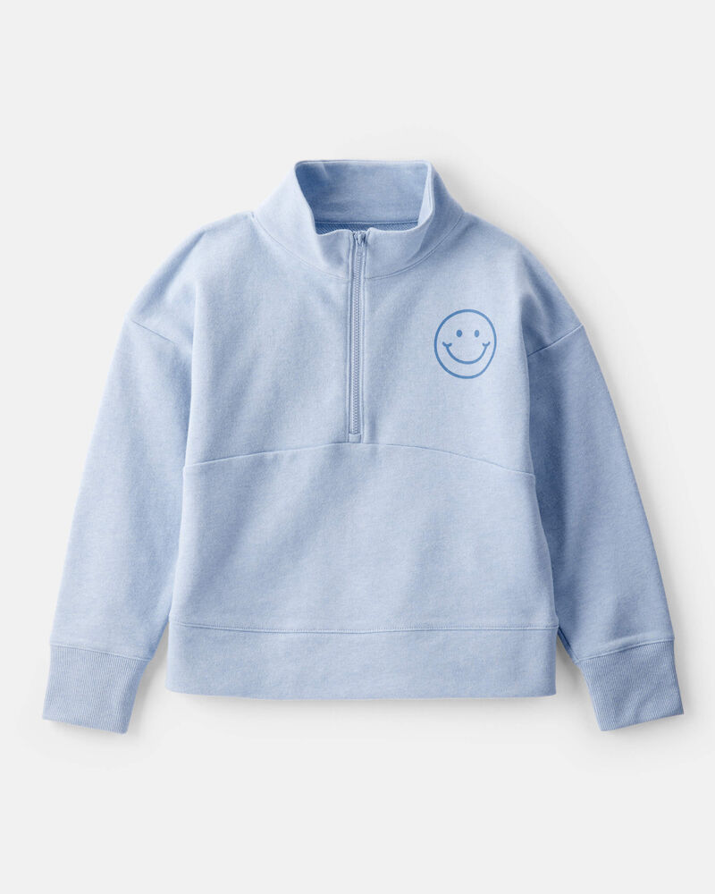 Girls 2-Piece Smiley Face Pullover Sweatshirt & Joggers Set - Blue, image 2 of 6 slides