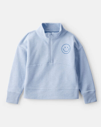 Girls 2-Piece Smiley Face Pullover Sweatshirt & Joggers Set - Blue, 