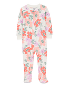 Toddler Girl 1-Piece Floral 100% Snug Fit Cotton Footie Pajamas, image 1 of 3 slides