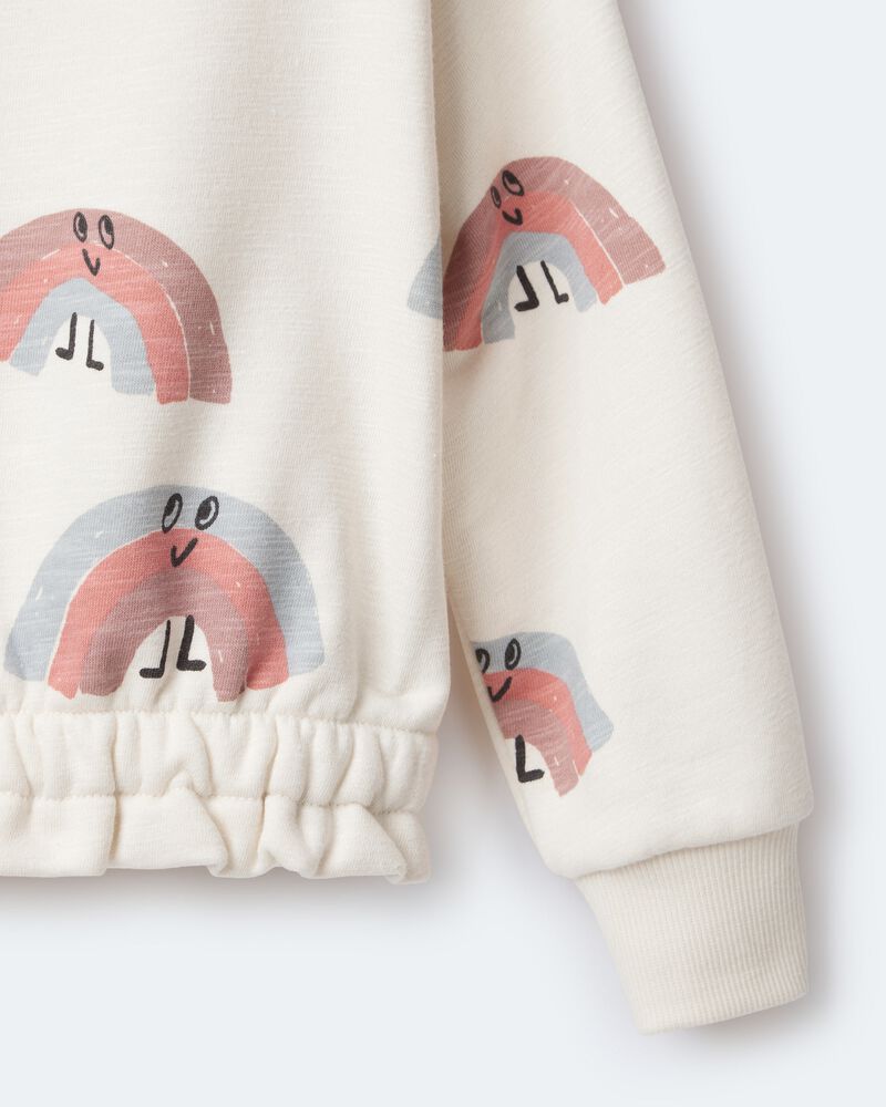 Toddler Girl Rainbow Paperbag Sweatshirt - Cream, image 7 of 7 slides