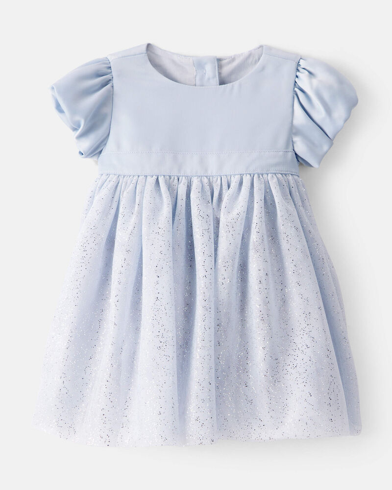 Baby Girl Short-Sleeve Tulle Occasion Dress - Blue, image 1 of 3 slides