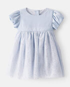 Baby Girl Short-Sleeve Tulle Occasion Dress - Blue, image 1 of 3 slides