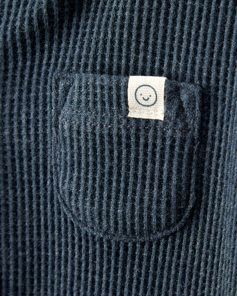 Baby Boy Solid Cotton Long-Sleeve 2-Way Zip Sleep & Play Pajamas - Navy, image 2 of 5 slides