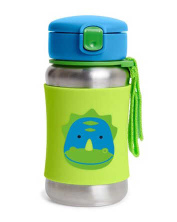 Zoo Stainless Steel Little Kid Straw Bottle - Dinosaur, 