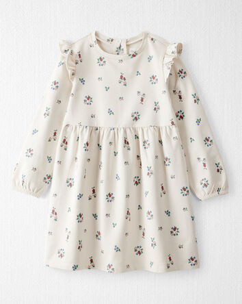 Kid Organic Cotton French Terry Dress in Berry Blossom Print, 