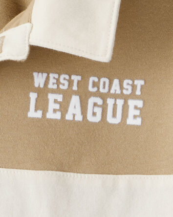 Boys Cotton Short-Sleeve Stripe Polo - Tan, 