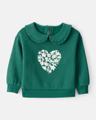Toddler Girl Heart Long-Sleeve Pullover Sweatshirt - Green, image 1 of 4 slides